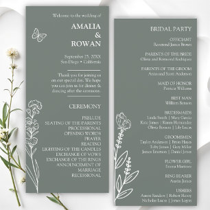 Meadow Flowers Sirocco Green Wedding Program