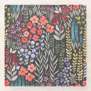 Meadow Flowers: Watercolor Floral Seamless Glass Coaster