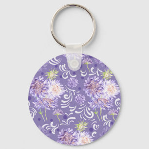 meadow flowers watercolor Pattern Key Ring