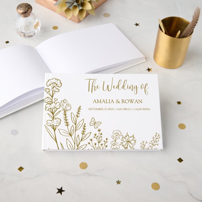 Meadow Flowers Wedding Guest Book (Front Open)