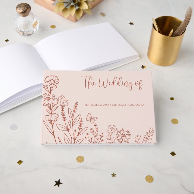 Meadow Flowers Wedding Guest Book (Front Open)