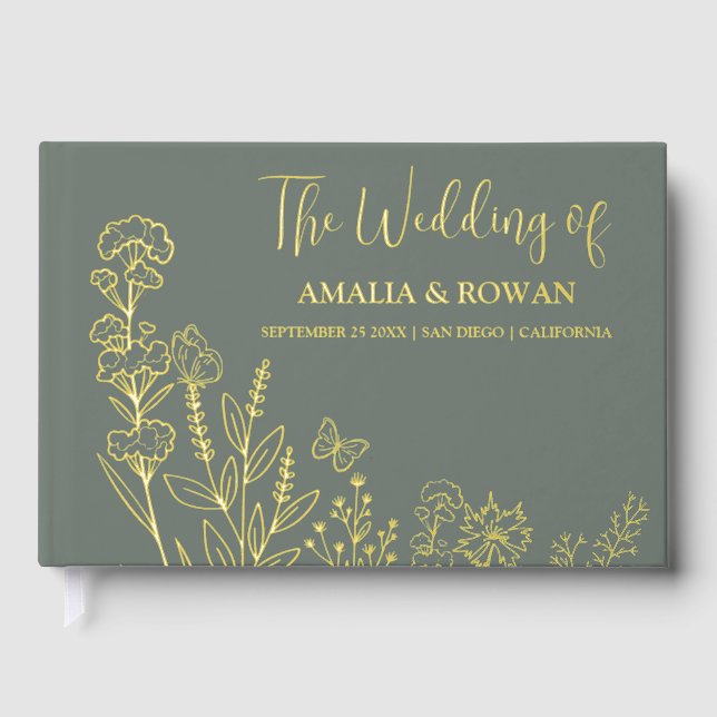 Meadow Flowers Wedding Guest Book (Front)