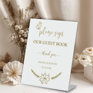 Meadow Flowers Wedding Guest Book  Pedestal Sign