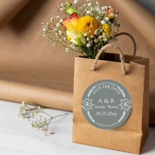Meadow flowers Wedding Save the Date Classic Round Sticker