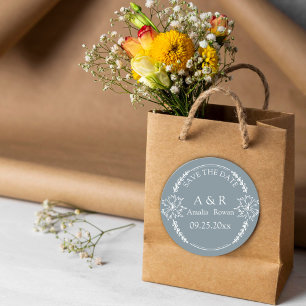 Meadow flowers Wedding Save the Date Classic Round Sticker