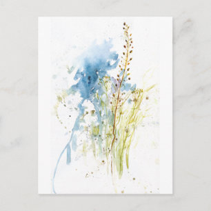 Meadow Grasses – Blue Green Botanical Watercolor Postcard
