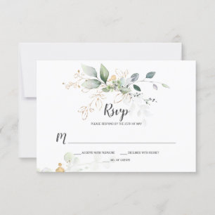 Meadow Green and Gold Botanicals RSVP Card