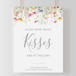 Meadow Guess How Many Kisses Bridal Shower Game Poster