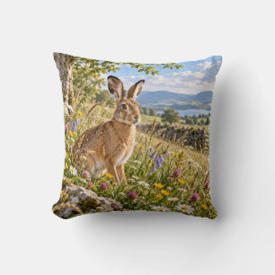 Meadow Hare Lake Landscape Cushion