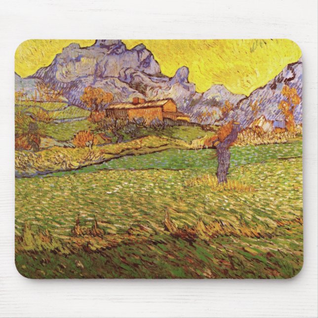 Meadow in Mountains by Vincent van Gogh Mouse Pad (Front)
