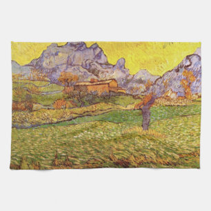 Meadow in Mountains by Vincent van Gogh Tea Towel