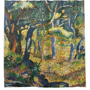 Meadow in Provence Nature Landscape Painting Shower Curtain