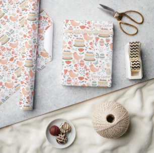 Meadow Joy Folk-Art Easter Wrapping Paper