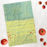 Meadow Landscape Tea Towel<br><div class="desc">A yellow and green landscape art painting in green and yellow of a meadow or field full of wild flowers with a pine forest on the horizon. Original art by Nic Squirrell.</div>