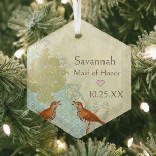 Meadow Larks Vintage Bird Maid of Honour Ornaments