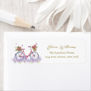 Meadow Lavender Bicycle Baby shower Return Address Label