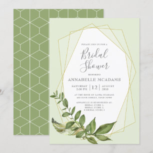 Meadow Leaves Botanical Geometric Bridal Shower Invitation