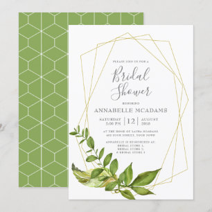 Meadow Leaves Botanical Geometric Bridal Shower Invitation