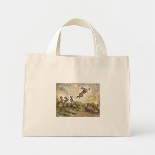 Meadow Matchup Playful Hares in a Meadow Mini Tote Bag