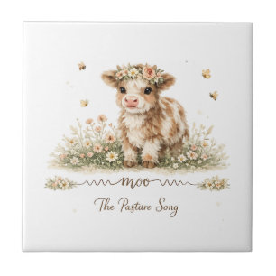 Meadow Melody cow paper plates Ceramic Tile