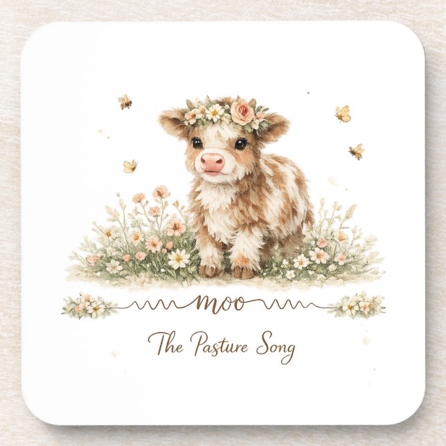Meadow Melody cow paper plates Coaster (Front)