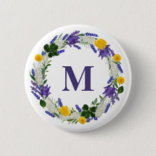 Meadow Monogram - Custom Lavender  6 Cm Round Badge