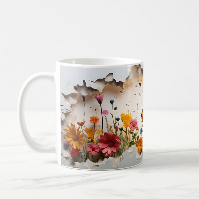 Meadow Morning Mug: 3D Wildflower Edition Coffee Mug (Left)