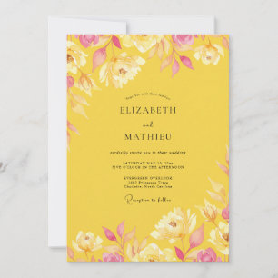 Meadow Mustard Peony Painted Wedding Invitation