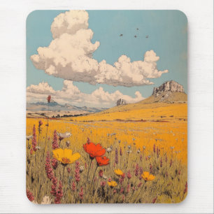 Meadow Nature Pencil Watercolour Drawing Painting Mouse Pad