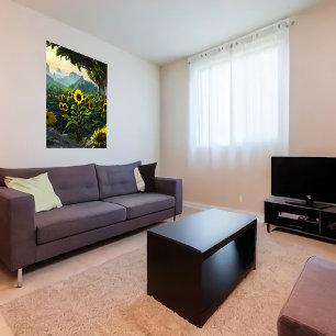 Meadow of sunflowers   AI Art  Poster