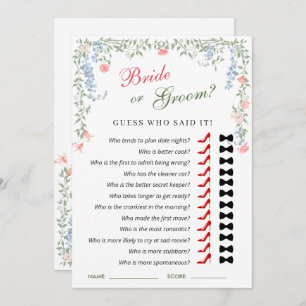 Meadow Pastel French Roses Bridal Shower Game Card