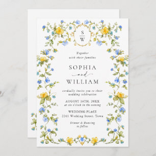 Meadow Pastel French Roses Floral Wedding Invitation
