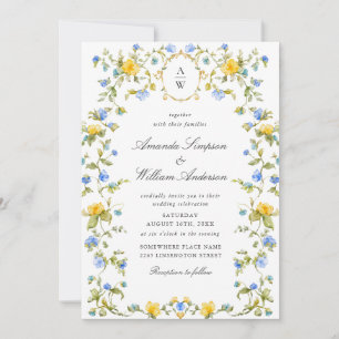 Meadow Pastel French Roses Floral Wedding Invitation