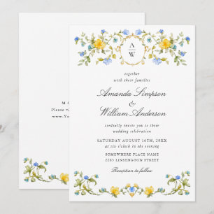 Meadow Pastel French Roses Floral Wedding Invitation
