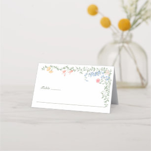 Meadow Pastel French Roses Floral Wedding Place Card