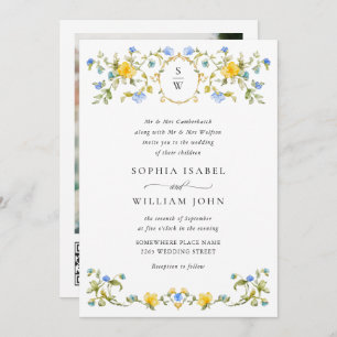 Meadow Pastel French Roses Floral Wedding QR code Invitation