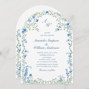 Meadow Pastel French Roses Floral Wedding QR code Invitation
