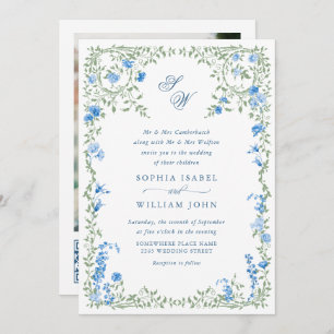 Meadow Pastel French Roses Floral Wedding QR code Invitation