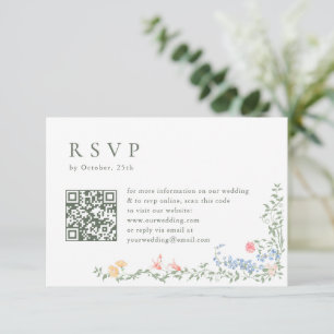 Meadow Pastel French Roses Floral Wedding RSVP Card