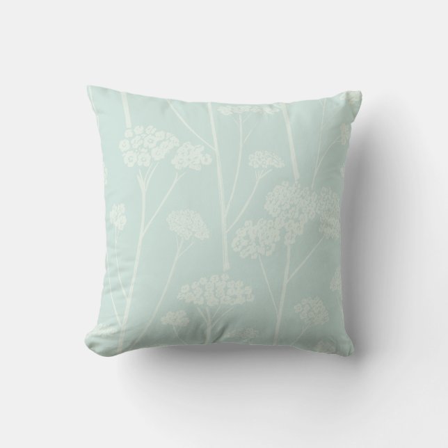 Meadow Silence Soft Aqua Pale Seafoam Cushion (Front)