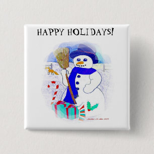 Meadow Snowman 15 Cm Square Badge