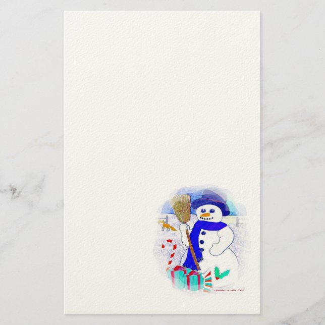 Meadow Snowman Stationery (Front)