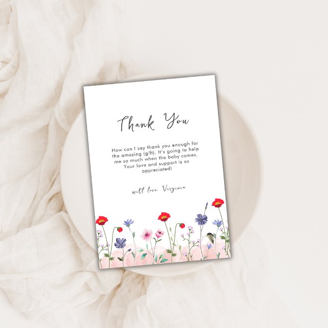 Meadow Summer Wildflower Baby Shower  Thank You Card (Meadow Summer Wildflower Baby Shower Thank You Card)