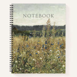 Meadow, vintage oil on canvas, fine art notebook