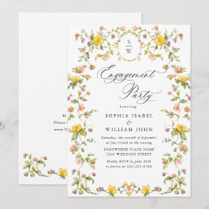 Meadow Watercolor Wildflowers ENGAGEMENT PARTY Invitation