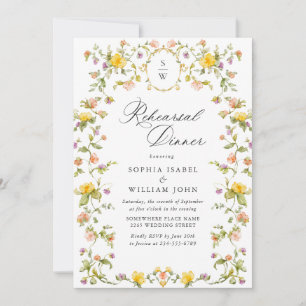 Meadow Watercolor Wildflowers Rehearsal Dinner Invitation