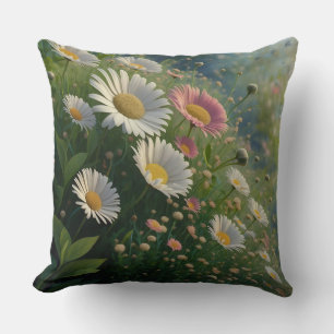 Meadow Whispers: A Daisy Symphony in Bloom Cushion