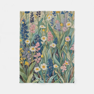 Meadow Whispers: Pastel Wildflowers Fleece Blanket