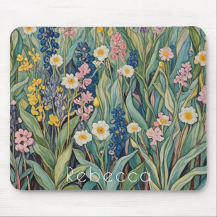 Meadow Whispers: Pastel Wildflowers Mouse Pad