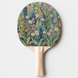 Meadow Whispers: Pastel Wildflowers Ping Pong Paddle